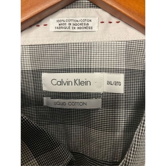 Calvin Klein 2XL button plaid shirt collard - Picture 3 of 7